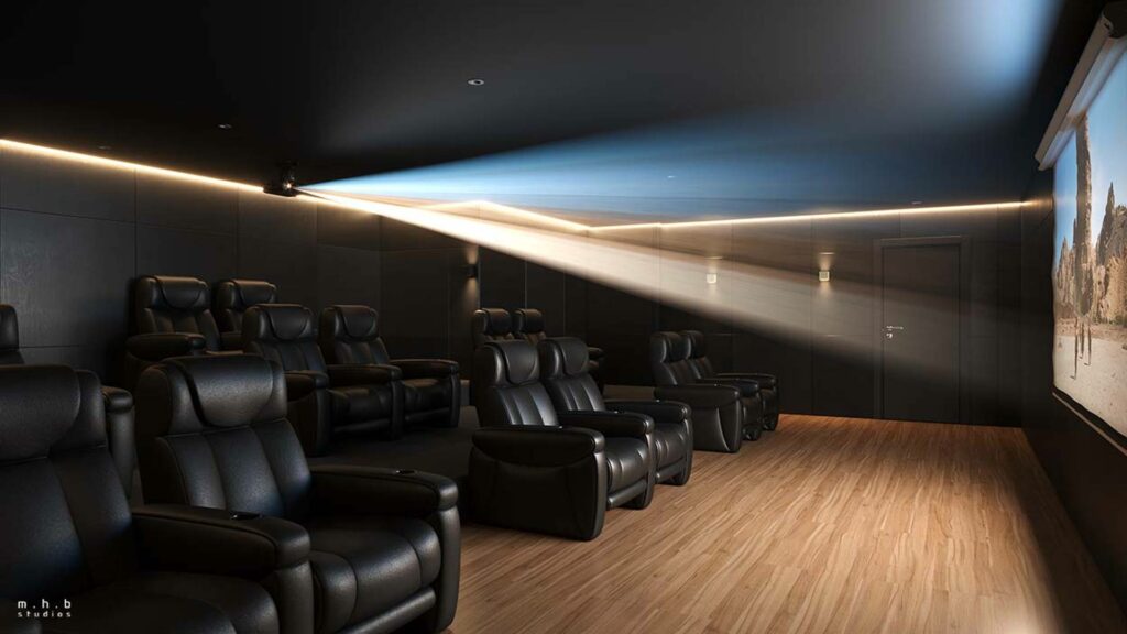 Tudo o que você precisa saber sobre Águas Claras, Brasília (DF) Perspectiva da sala de cinema do Reserva Parque Clube, empreendimento da Direcional em Águas Claras