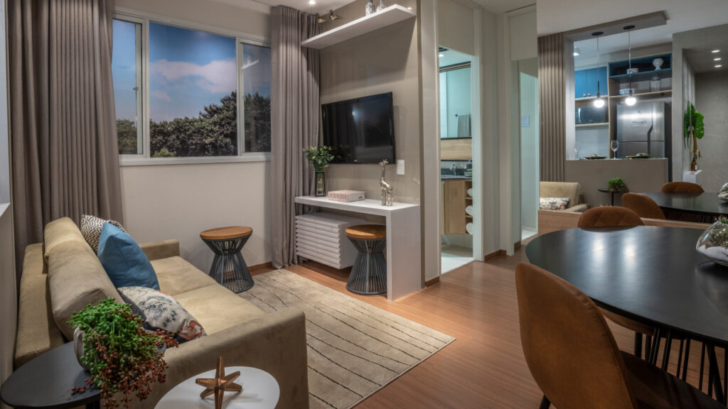 Transforme seu apartamento com a cortina blackout: elegância, privacidade e conforto Cortina blackout em apartamento decorado da Riva Incorporadora