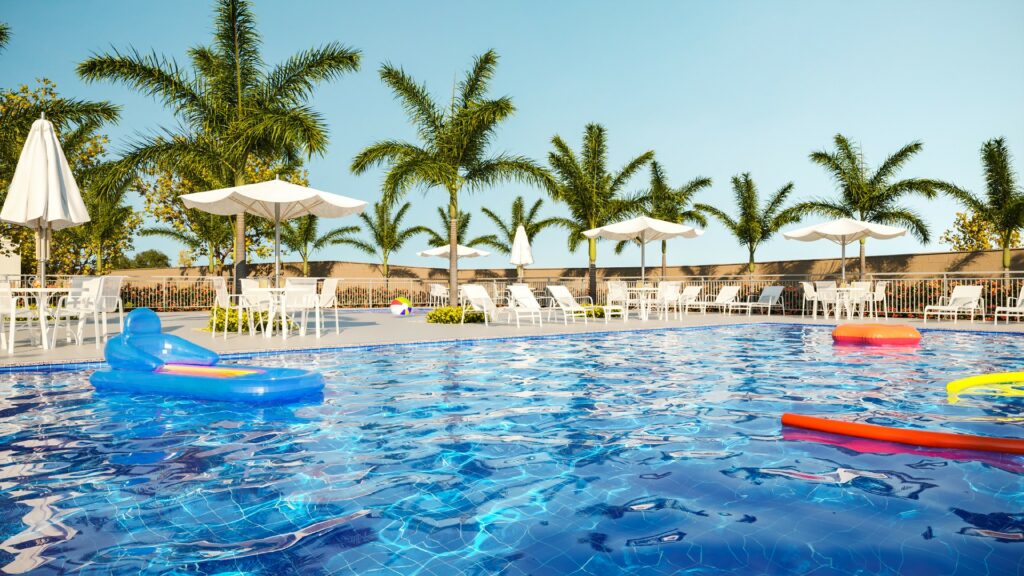 Condomínio com piscina: vale a pena investir em um imóvel com essa área de lazer? Piscina adulto do Parque Ville Violeta, empreendimento da Direcional em Manaus.