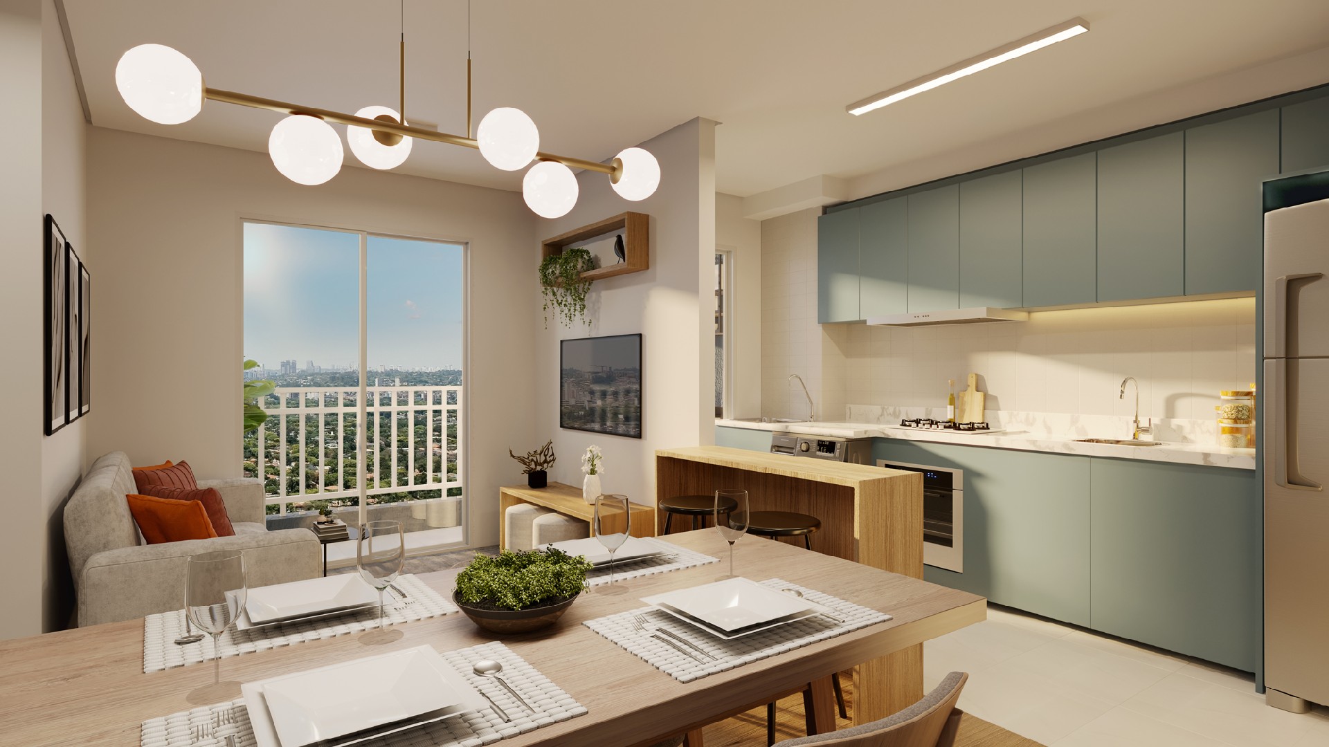 Sala moderna: como criar um ambiente atual, funcional e acolhedor? Apartamento com sala moderna da Direcional