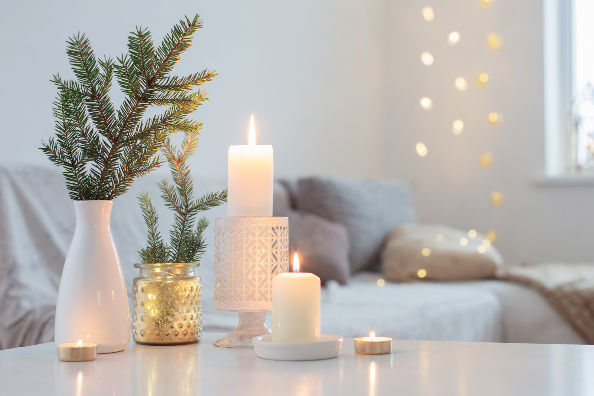 velas em decoração natalina.