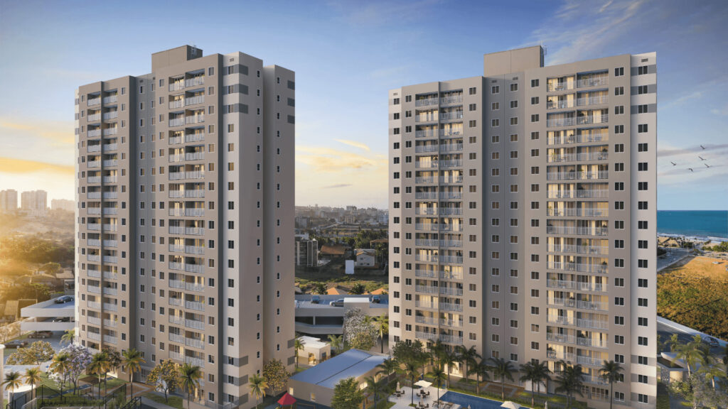 Como é morar na Praia do Futuro em Fortaleza Fachada do Estilo Praia da Direcional, empreendimento da Direcional em Fortaleza.