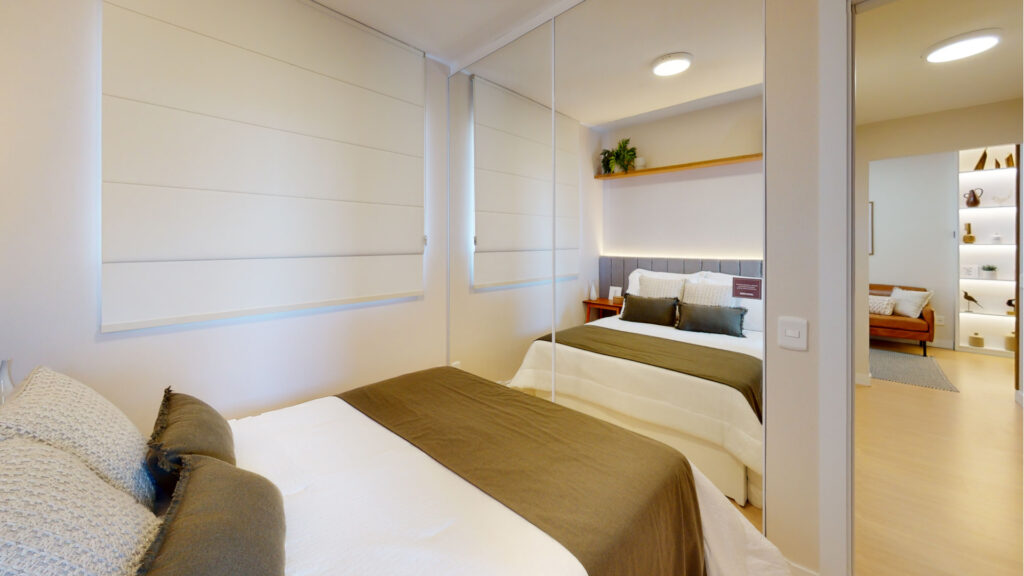 A versatilidade do apartamento 3 quartos: transforme seu espaço de acordo com sua necessidade Quarto decorado do Total Ville Conviver, empreendimento da Direcional no Distrito Federal