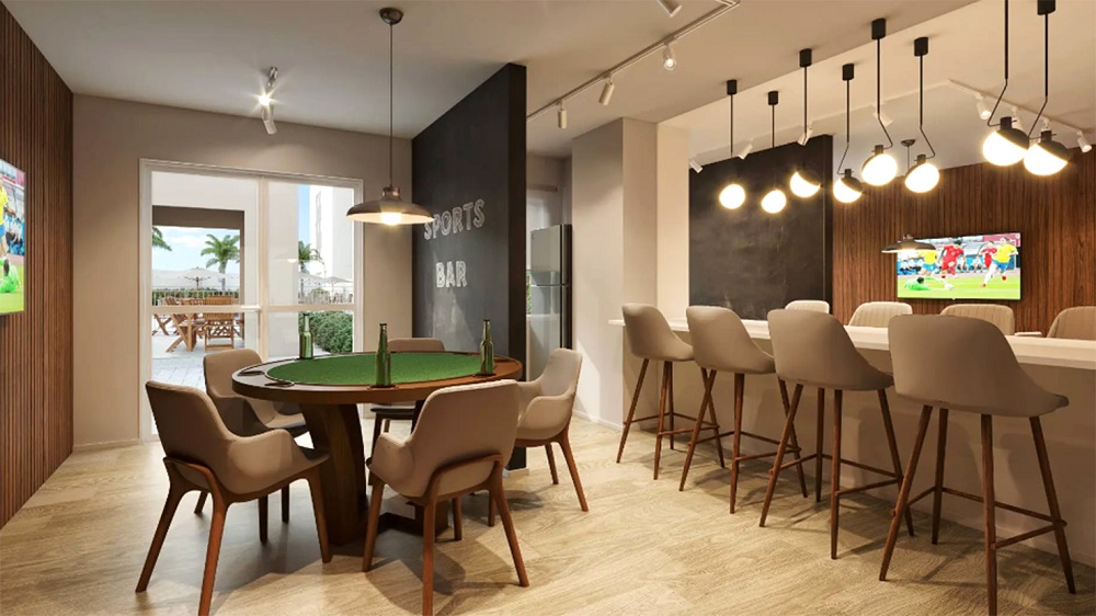 Espaço Sport Bar do Reserva Jardim Sapopemba, empreendimento da Direcional em São Paulo.