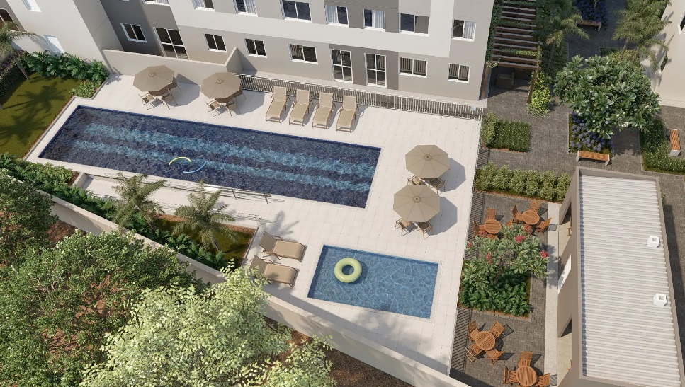 Piscina do Reserva Jardim Sapopemba, empreendimento da Direcional em São Paulo. 