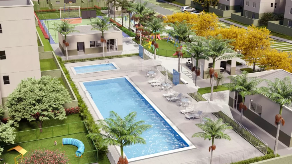 Ceilândia (DF): conheça a cidade que fica a 30 km de Brasília Piscina do Empreendimento Total Ville Ikeda, da Direcional - Ceilândia.