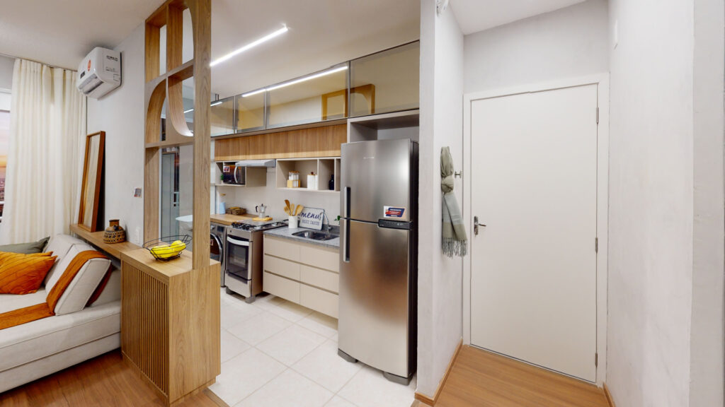 10 dicas para a decoração de cozinha em apartamento pequeno Cozinha decorada do Morada Vistas do Horizonte, empreendimento da Direcional em Belo Horizonte/MG