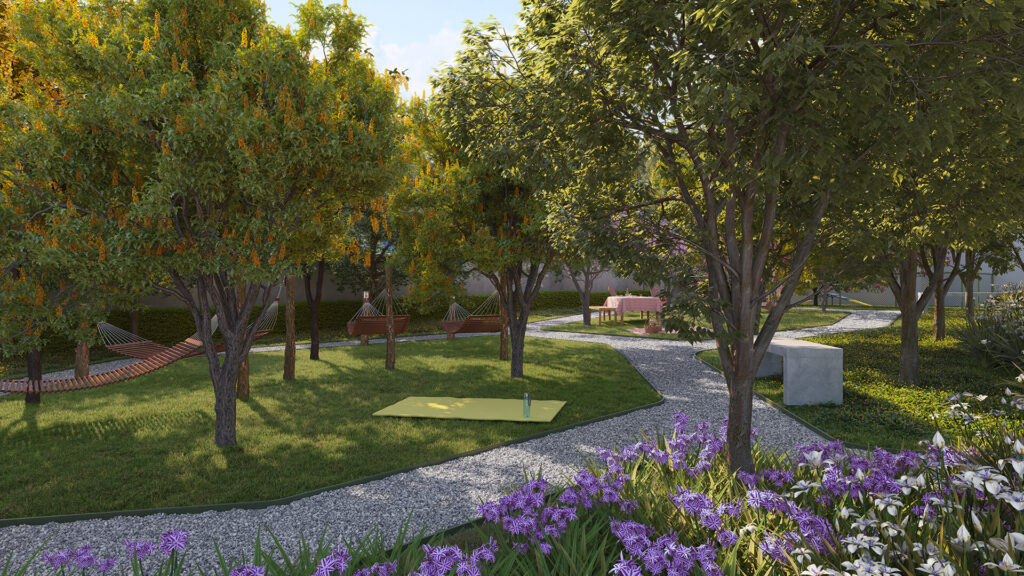 Como é viver na Barra Funda, na Zona Oeste de São Paulo? Imagem do Bosque do Holistic Residence, empreendimento da Direcional na Barra Funda - SP.