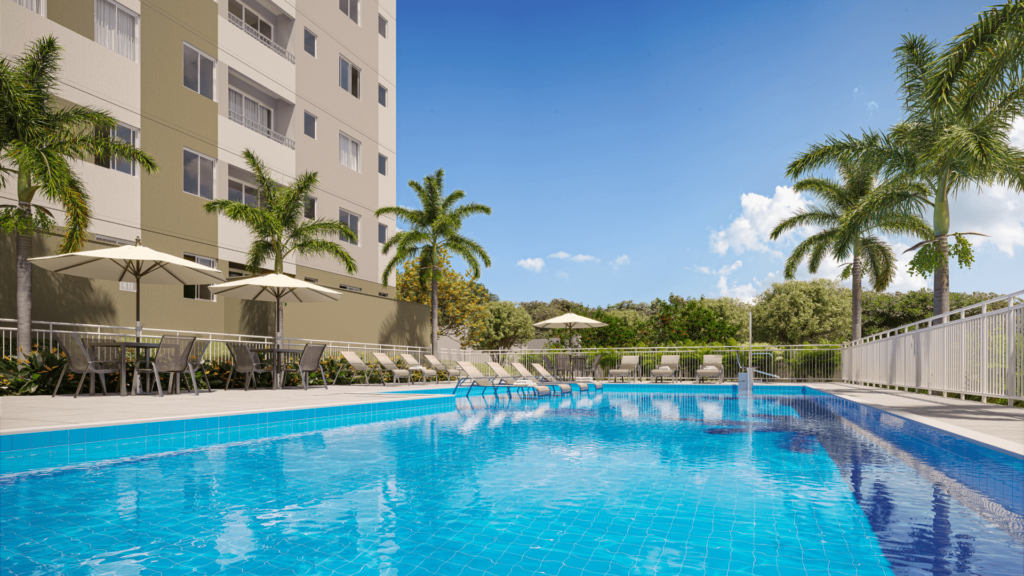Jardim Riacho das Pedras: qualidade de vida e conforto em Contagem/MG Piscina do Floratta Condomínio Clube, empreendimento da Direcional no Jardim Riacho das Pedras, Contagem/MG