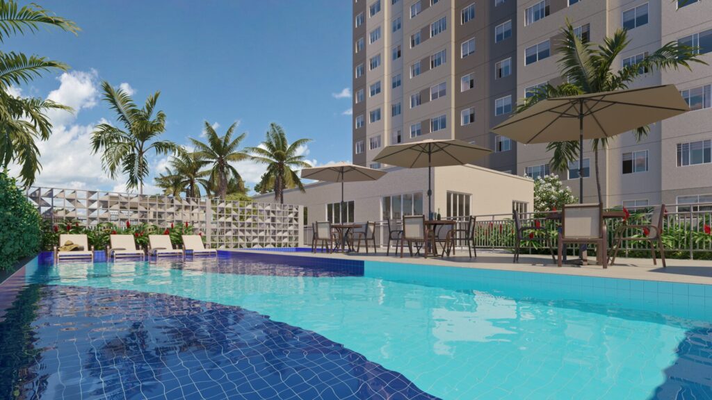 Piscina do Conquista Clube Butantã, empreendimento da Direcional em São Paulo/SP