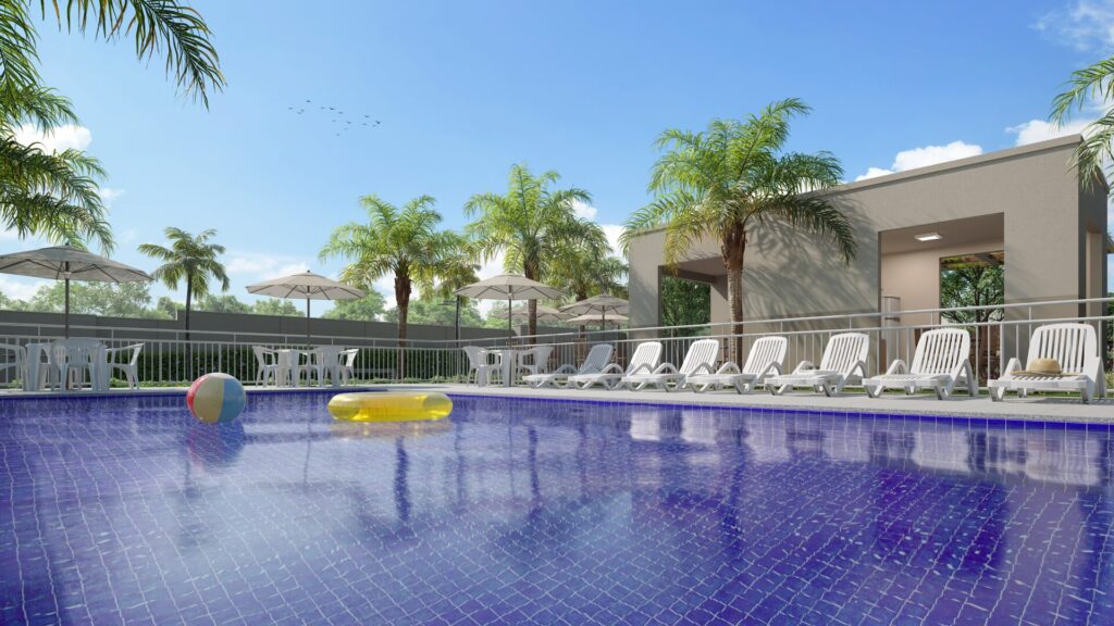 Piscina do Viva Vida Maracanaú, empreendimento Minha Casa, Minha Vida da Direcional no Ceará