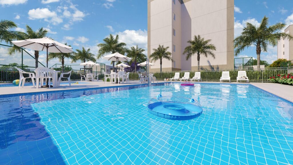 Apartamento em Manaus: por que morar na cidade é uma excelente escolha? Piscina do Village Torres, empreendimento do Minha Casa, Minha Vida, da Direcional em Manaus/AM