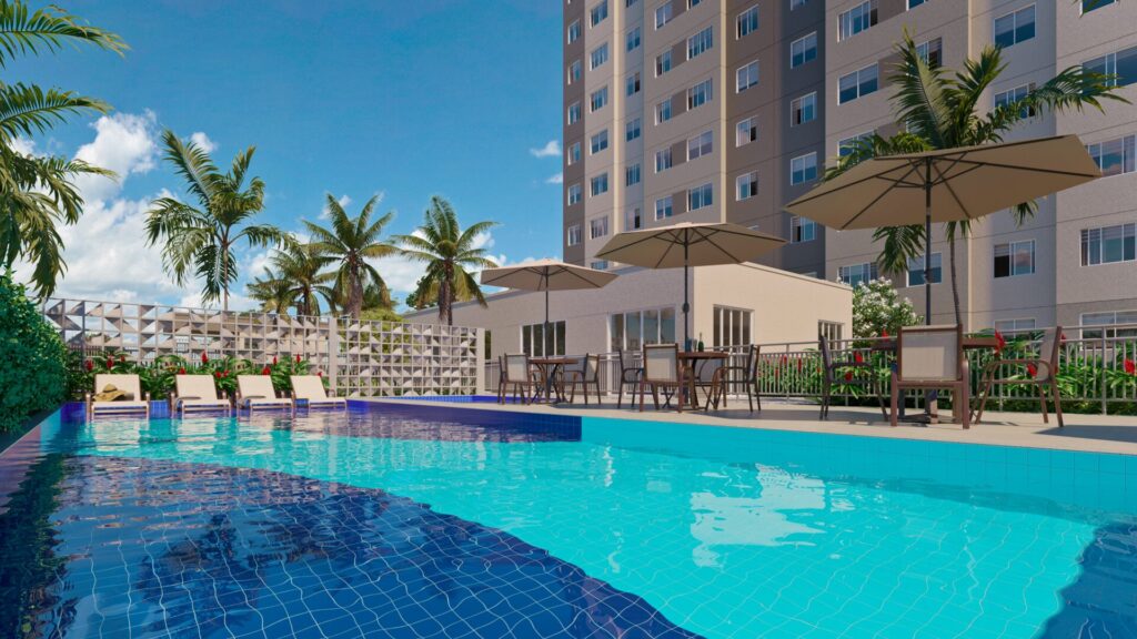 Piscina do Conquista Clube Itaim Paulista, empreendimento da Direcional em São Paulo/SP