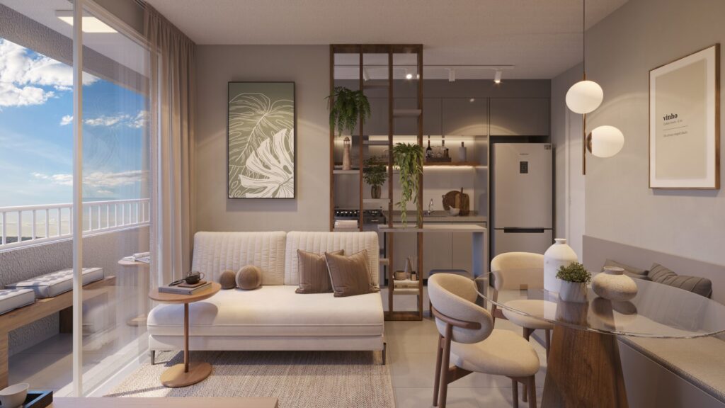 Como montar um painel de fotos criativo no seu apartamento? Living do Cores da Mata Marangá, empreendimento da Direcional em Campinas.